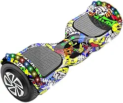 Carro de equilíbrio inteligente de 6.5 polegadas | Skate elétrico infantil com alto-falante Bluetooth e luzes LED (Grafite)