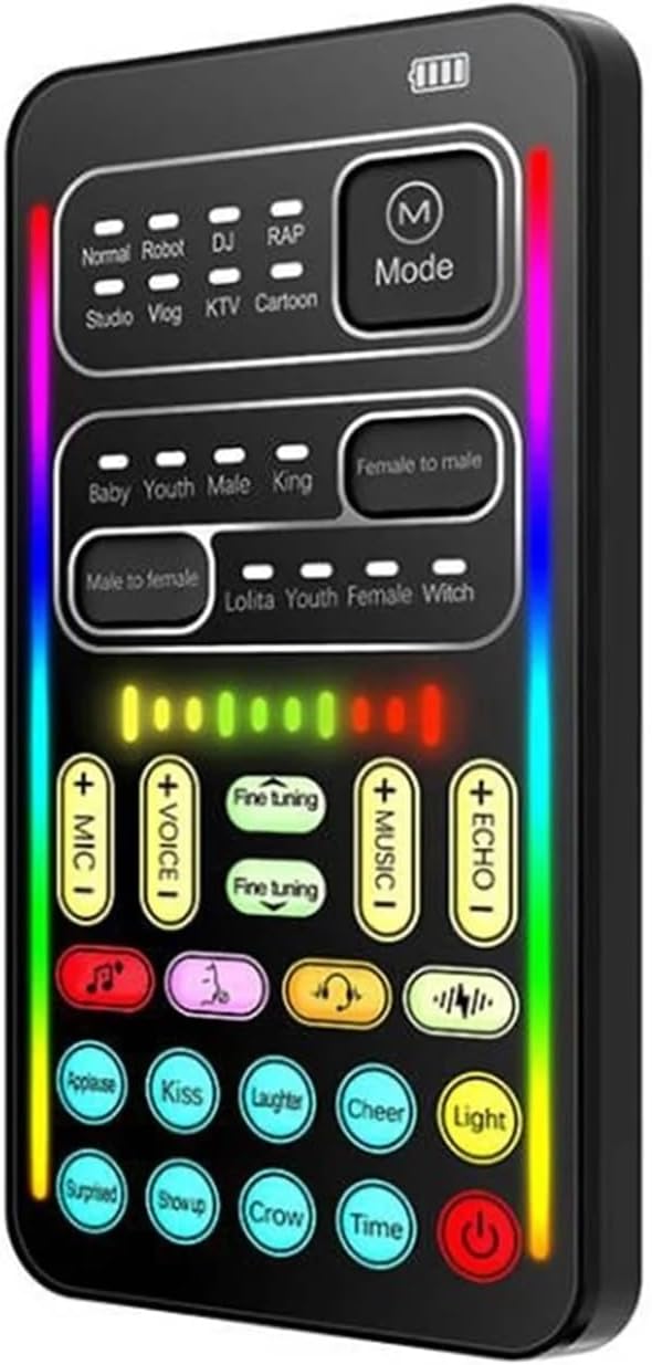 H i9 Voice Changer Mini Multiple Audio Effect -Compatible Live Sound Cards -Thin Portable Live Sound Card Mic Tool