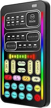 H i9 Voice Changer Mini Multiple Audio Effect -Compatible Live Sound Cards -Thin Portable Live Sound Card Mic Tool