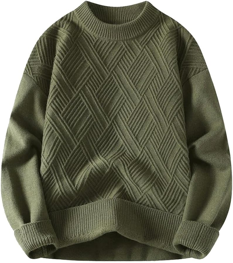 Gerrit メンズセーター秋冬丸首ニットカジュアルメンズ暖かいインナーコーデ (Color : A, Size : L)