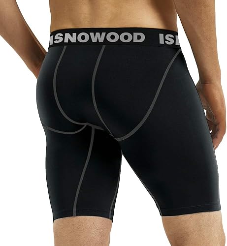 Miniatura 3 de Isnowood - Pantalones cortos de compresión para hombre, ropa interior atlética de elastano, para ejercicio, correr