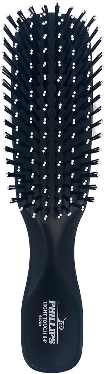 Light Touch 8-P Petite Travel Cepillo para el cabello, 6.5 pulgadas | Cerdas de nailon de cuentas gemelas desenredan suavemente todo tipo de cabello para un peinado diario y un viaje fácil