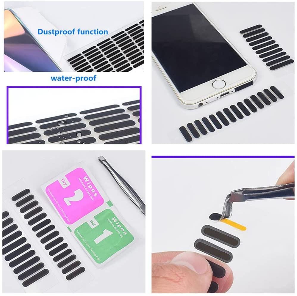 Metal Mesh Anti Dust Proof Adhesive Net Sticker with Tweezers, Long and Short Speaker Dustproof Cover with Cleaning Kit Protects 4