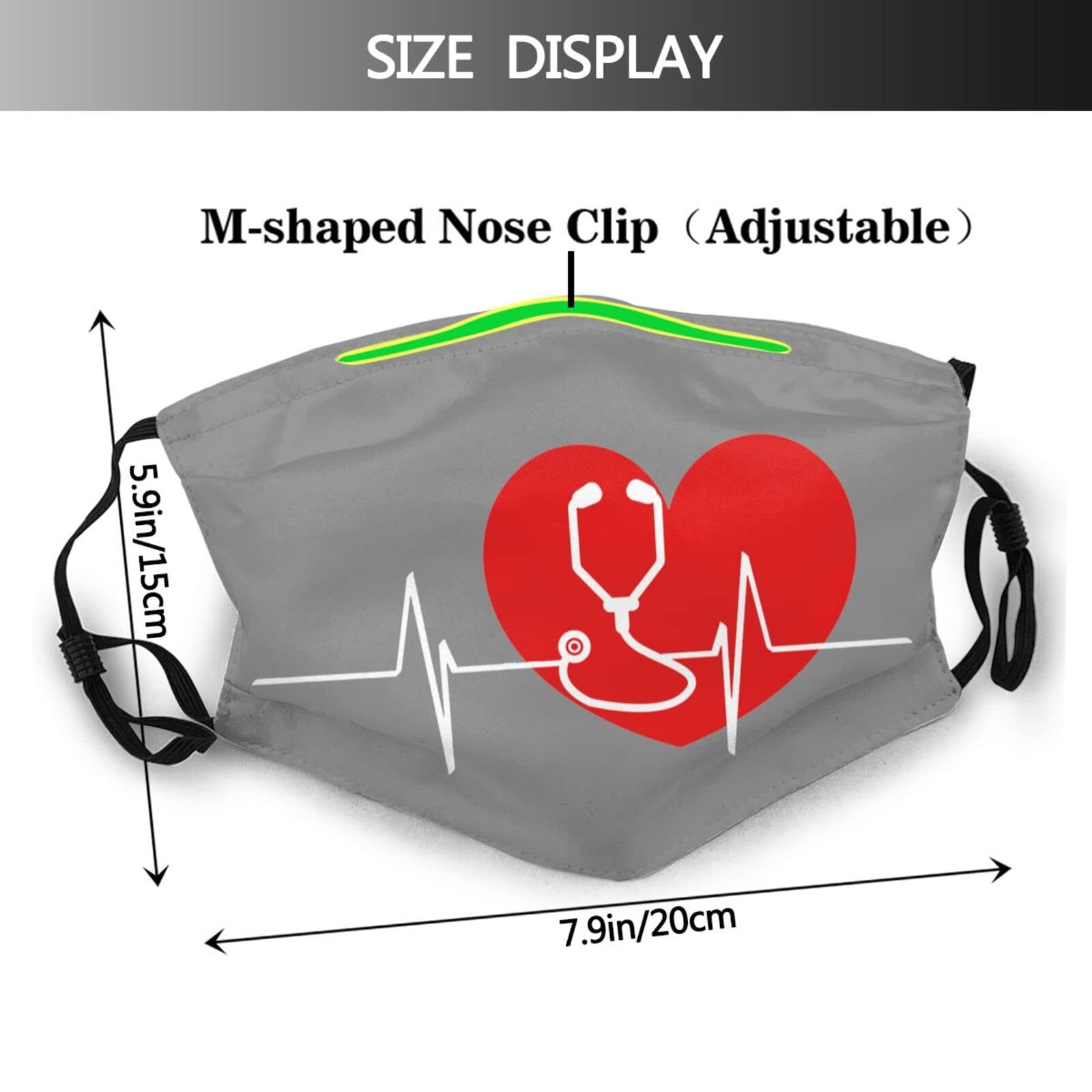 Stethoscope Heartbeat Doctor Nurse Mask Protect Respiratory System Breathe with Peace of Mind Black