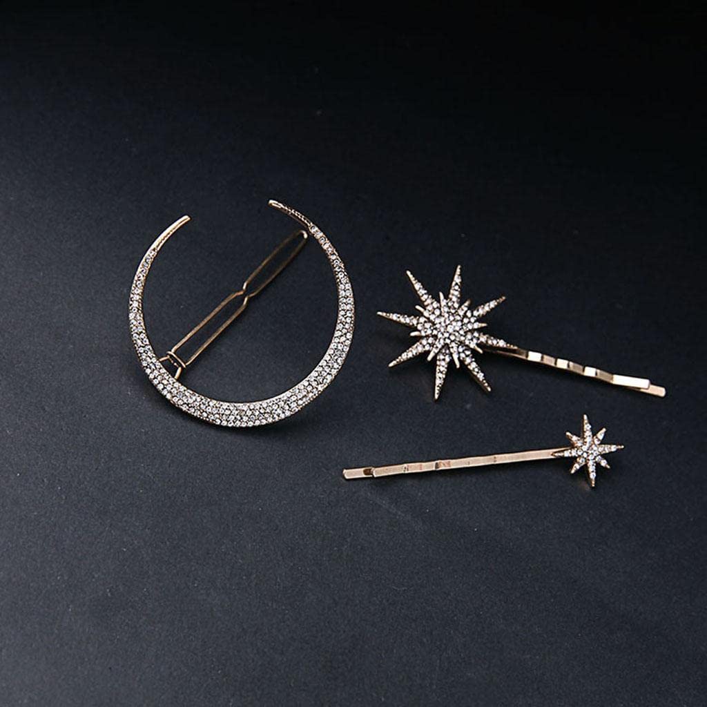 MYADDICTION Fashipn Chic Girls Crystal Moon Star Set Rhinestone Hairpin Hair Clip Hair Accessories (B0CM99SNY5) Amazon Price History, Amazon Price Tracker