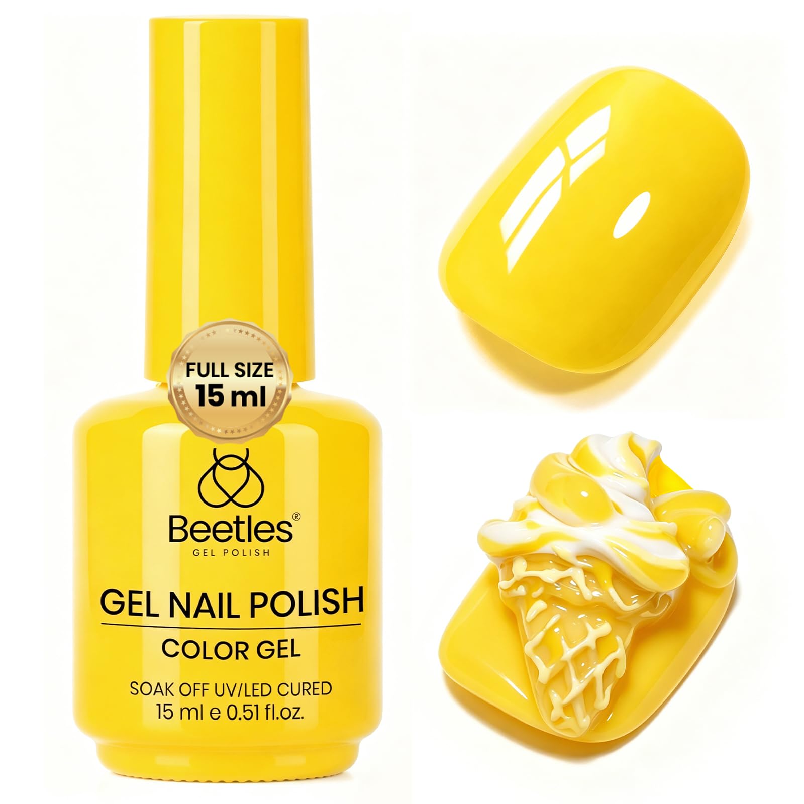 beetles Yellow Gel Nail Polish - Mango Gelato Color, 15ML | Summer Nails Art - main product image