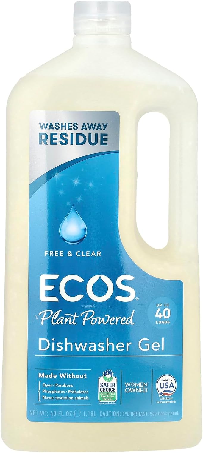 Earth Friendly Products Wave Auto Dishwasher Gel, Free and Clear, 40 Ounce