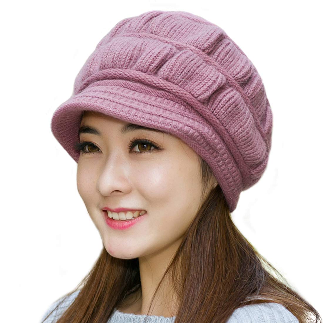 Muryobao Women's Winter Warm Hat Crochet Slouchy Beanie Knitted Caps with Visor