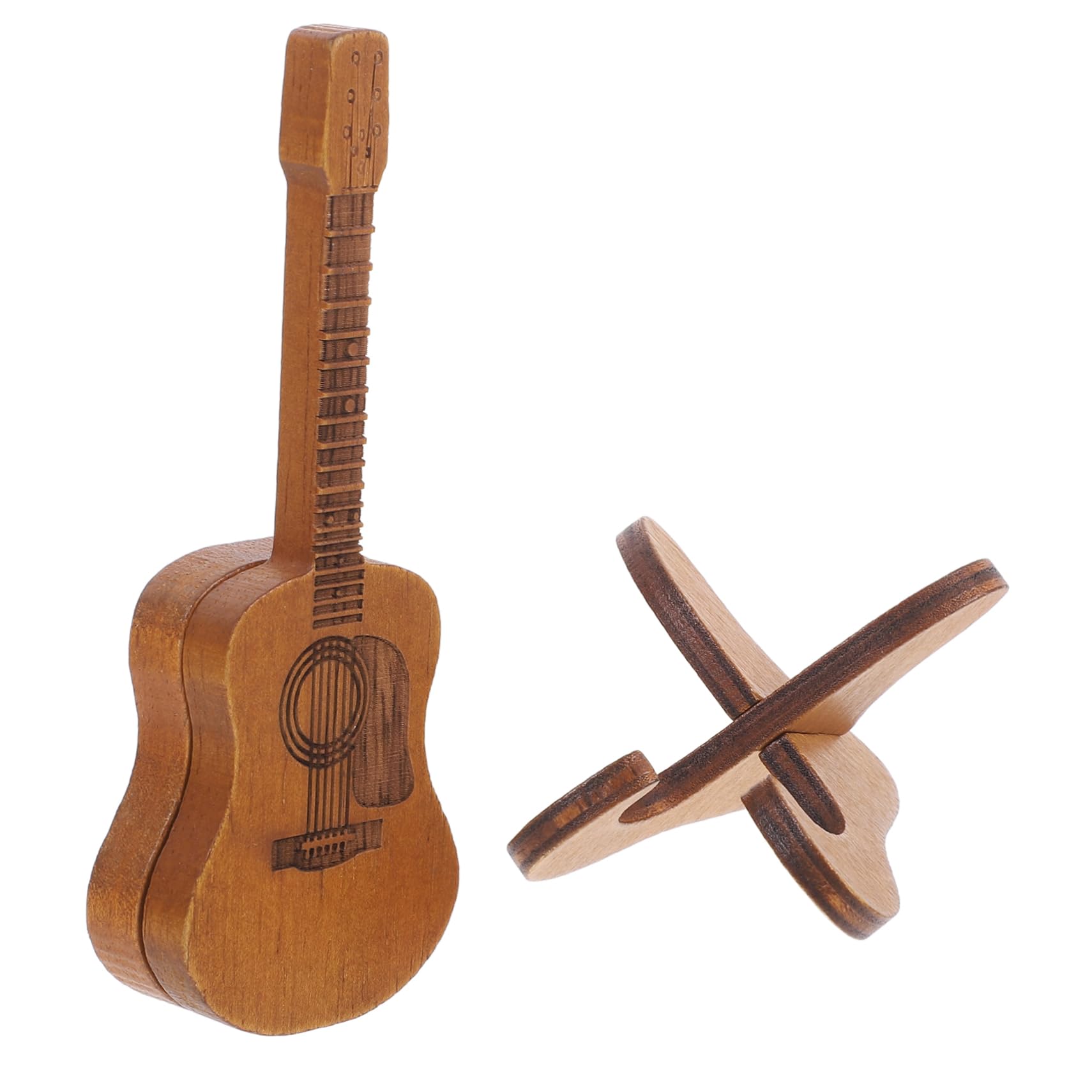 Toyvian Plektron gitarowy, walizka kapodaster, do gitary akustycznej, elektrycznej, kapodaster, różne strojenie, stojak, kostki gitarowe, Brązowy x 5 szt, aktówka