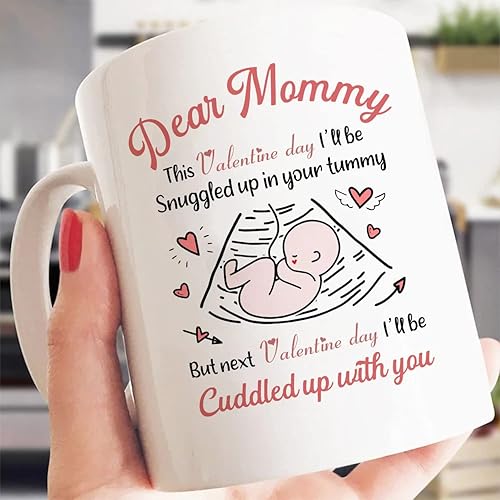 Taza de San Valentín personalizada taza para embarazada revelación de embarazo taza esperada regalo para esposa taza de nueva mamá bebé que viene