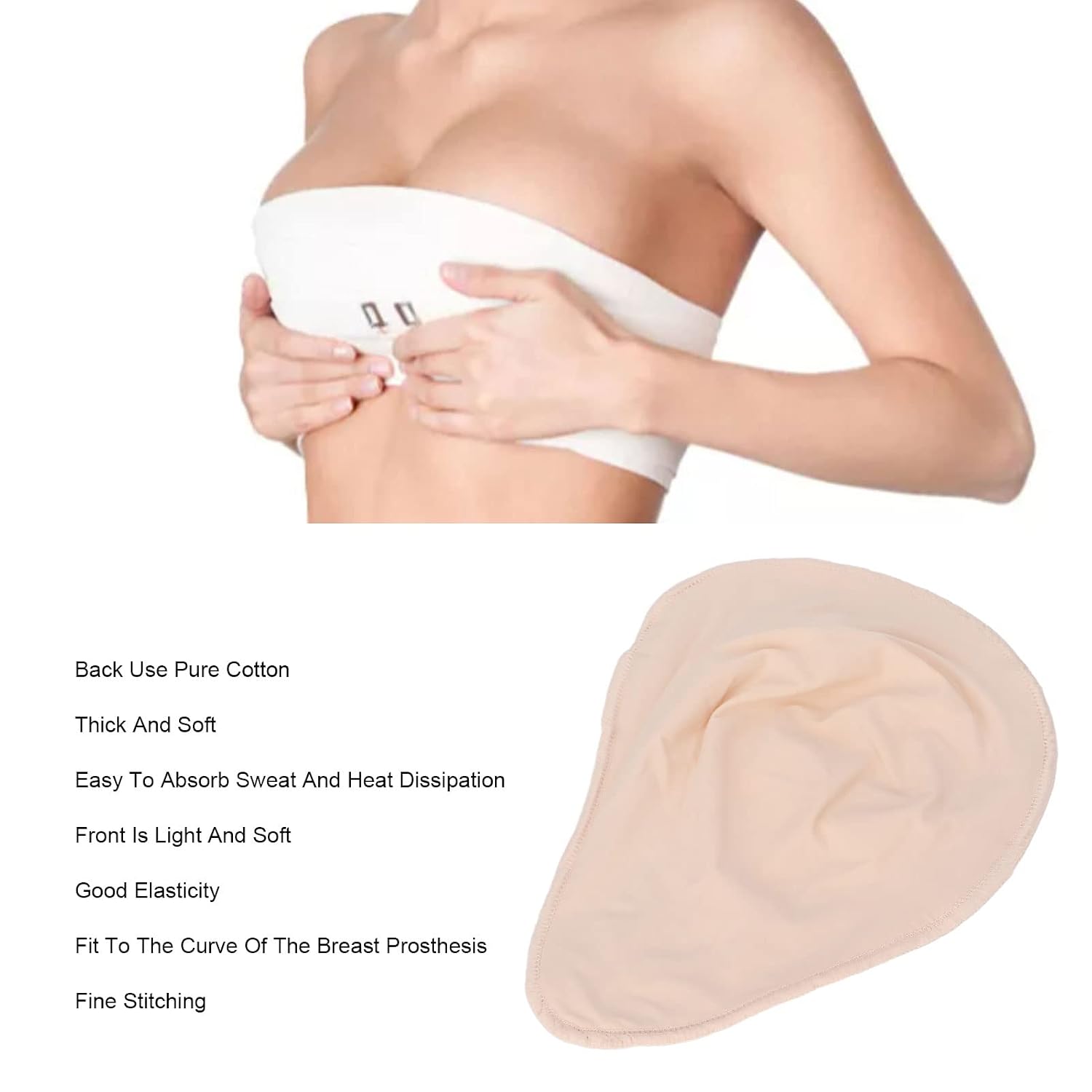 Mastectomy Protective Pockets, Breathable Mastectomy Prosthesis Bra, Protective Pocket Soft Sweat Proof Breathable Mastectomy Cotton Bags M (AS)