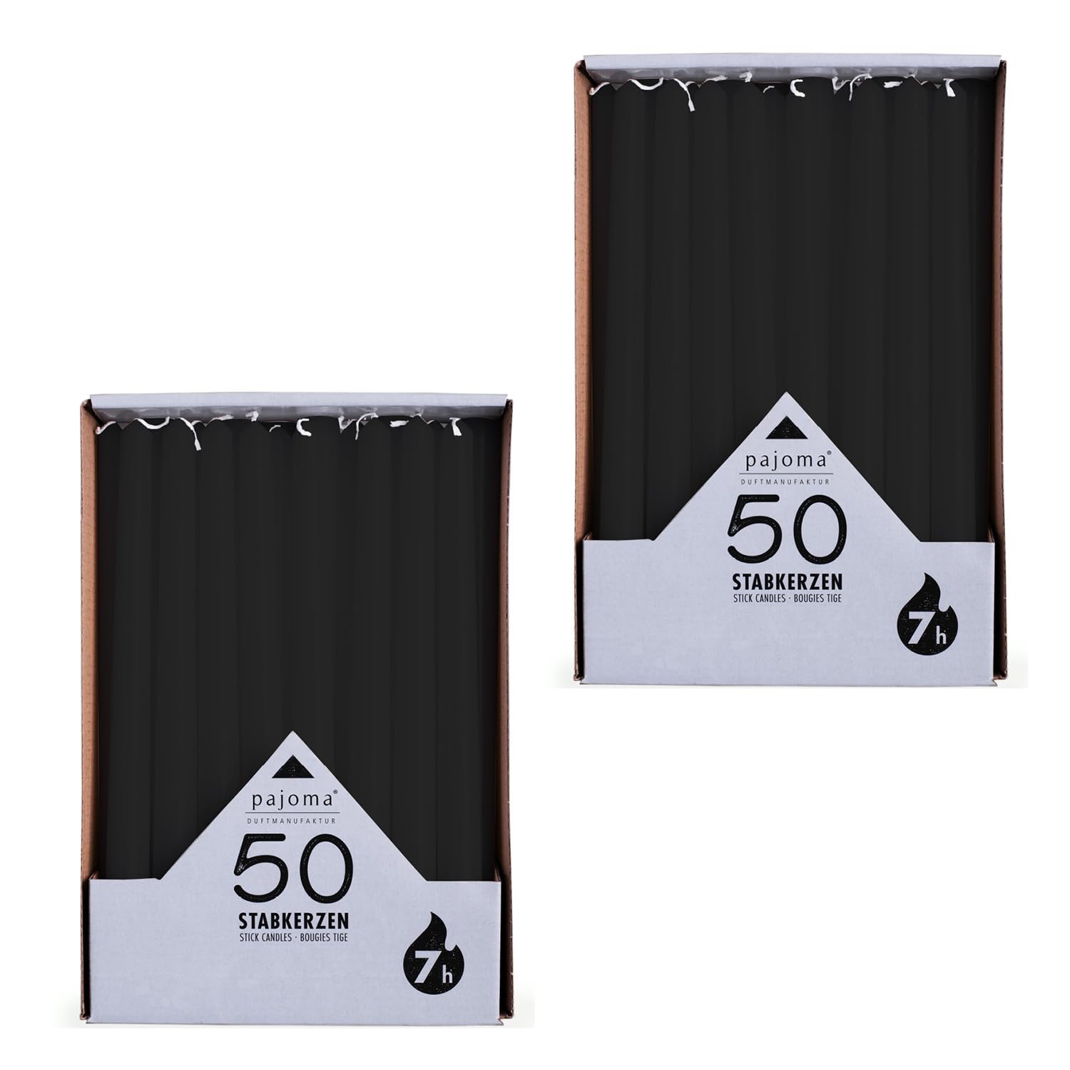 Juego de 10 velas de varilla, color negro, altura 25 cm, diámetro de 2,2 cm, tiempo de combustión 7 horas, velas de punta monocromática, calidad premium, pajoma