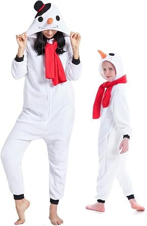 DELEY للجنسين الكبار ثلج Onesie منامة، الفانيلا الحيوان قطعة واحدة زي ملابس النوم هالوين تأثيري ملابس منزلية