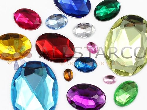 Miniatura 2 de Diamantes de imitación acrílicos ovalados con parte trasera plana grande de 1.575 x 1.181 in, gemas de plástico, joyas de plástico, gemas para