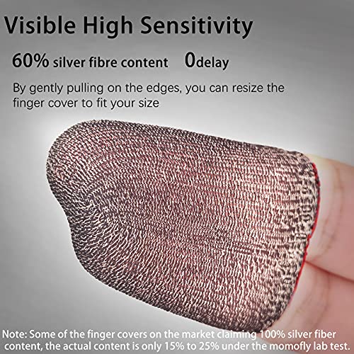 Momofly 60% Silver Fiber Finger Sleeves (10 Pack) Anti-Dislodging Touch Screen Breathable Anti-Sweat Shoot Aim Finger Cot Fit Mobile Phone Tablet Devices #TOP3