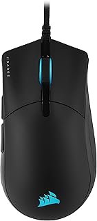 Corsair SABRE RGB PRO CHAMPION SERIES Ratón para Juegos, Forma Ergonómica para eSports, Peso ligero de 74 g, Cable Flexible Paracord, Botones CORSAIR QUICKSTRIKE con Clic Inmediato, Negro