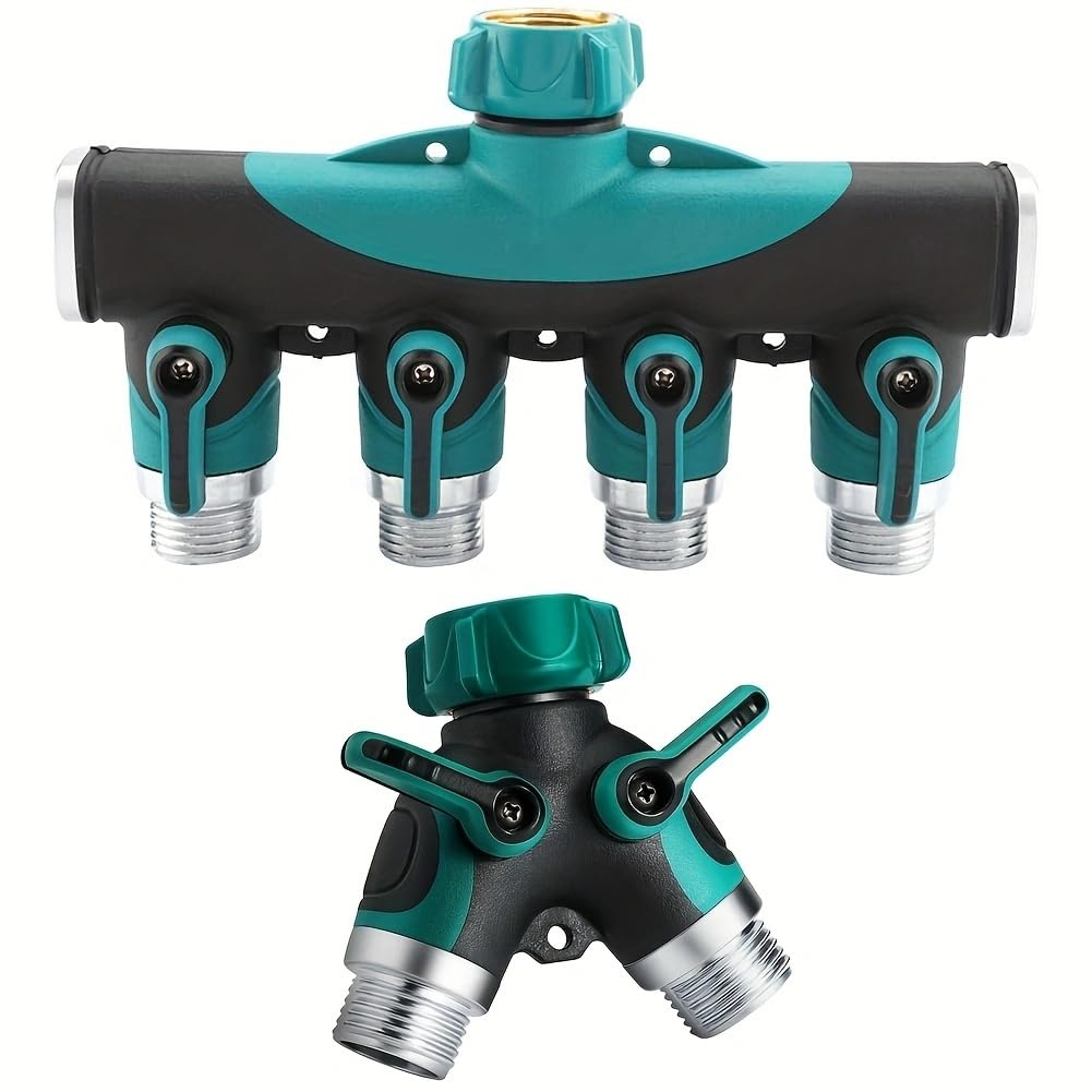 Valvola di intercettazione del tubo flessibile dell'adattatore del rubinetto dello sdoppiatore dell'acqua del giardino dello sdoppiatore del connettore del tubo flessibile a 2 vie da 3/4" per il giard