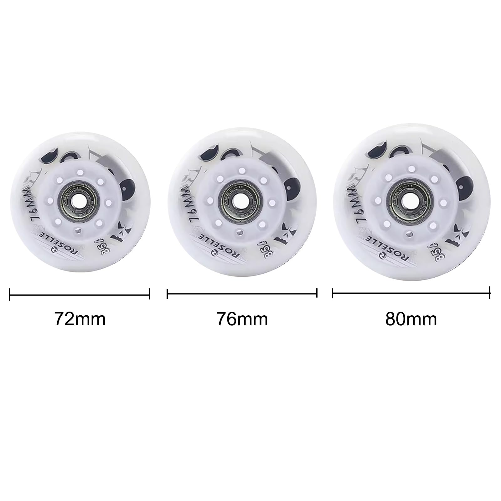 Ruote di ricambio per pattini in linea, confezione da 8 pezzi, 72 mm, 76 mm, 80 mm, ruote per pattini in linea, 85 A, con cuscinetti per la sostituzione delle ruote a lama a rullo, colore