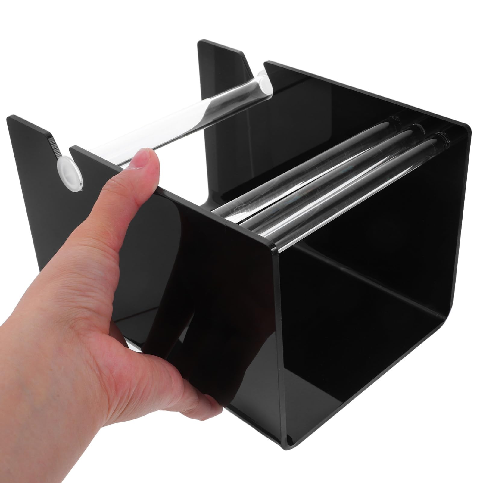 Schwarzer Acryl Sticker Roll Halter Organizer Verstellbarer Acryl Etiketten Spender Für Büro Basteln Versand Und Lager Platzsparendes Design Kompatibel Mit Verschiedenen Kleberolle