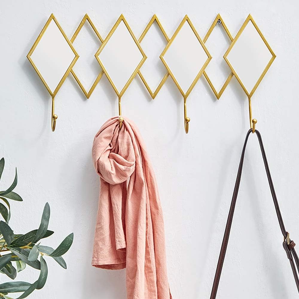 Wall Hook Iron Mirror Hook Wall Decoration Home Living Room Bedroom Wall Decoration Personality Porch Wall Pendant (Color : Gold Size : 50X6X23.5cm)