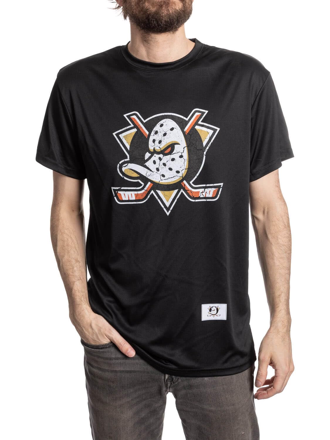 Calhoun NHL Mens Loose Fit Performance Rashguard Wicking Short Sleeve Shirt, Anaheim Ducks, Large โ image 1