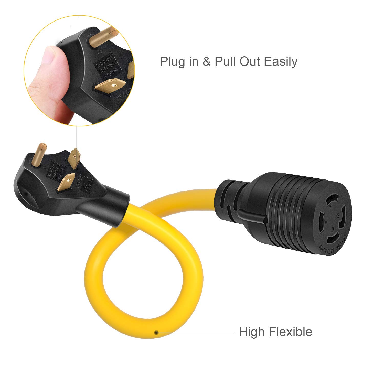 Rophor Generator Transfer Switch Adapter Cord TT30P Male to L1430R