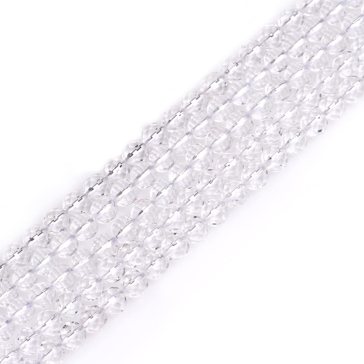 Gem-Inside 6mm Natural White Clear Rock Quartz Genuine Crystal Precious Gemstone Faceted Spacer Beads for Jewelry Making Strand 15'' AAA Grade — image 1