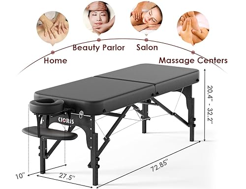 Miniatura 5 de CLORIS Mesa de masaje profesional de 84 pulgadas, portátil, plegable, ligera, para salón de belleza, spa, cama de tatuaje, altura ajustable con