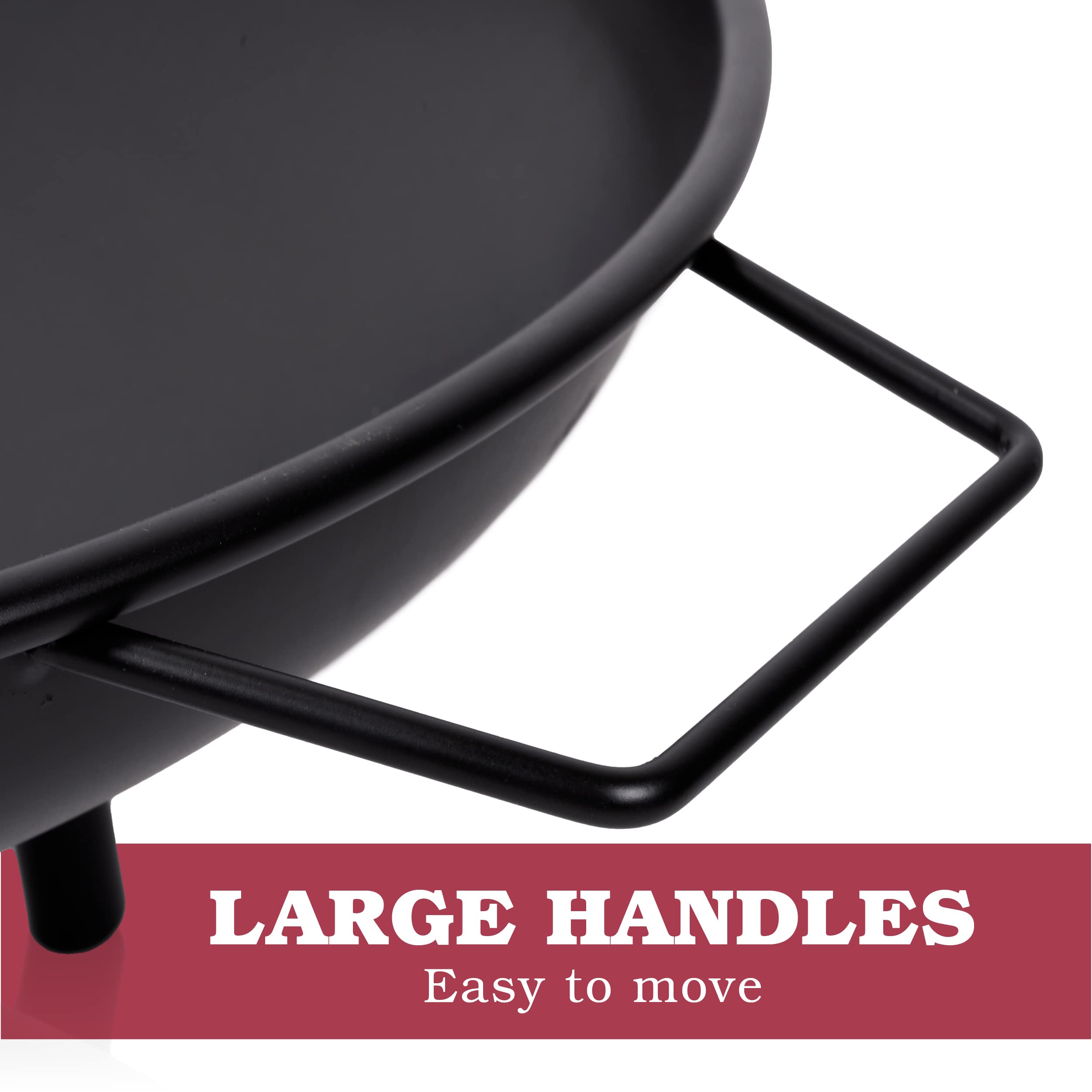 Lone Star Brasero Exterieur Ø60 cm - Incinerateur de Jardin sur Pieds - Facil a Transporter avec Poignées - Decoration Jardin et Terrasse Exterieur - Acier au Carbone