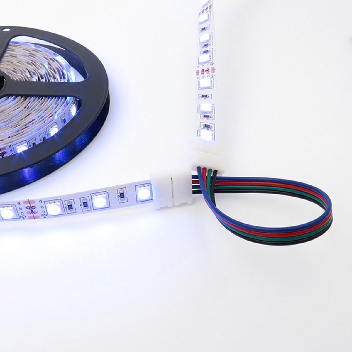 iCreating LED Strip Connectors 4 Pin, RGB LED Light Connectors Kit Includes 5050 LED Connectors L Shape 4Pin 10mm LED Light Strip Connectors for 10mm Wide 4-pin RGB LED Strip Lights - Image 7