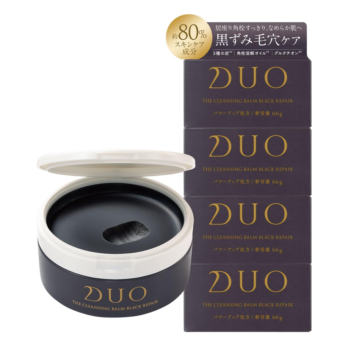 DUO 新品　デュオ　パワーアップした毛穴対策・黒ずみ毛穴ケア66g×4個セット Amazon | ＼新・誕生DUO／【パワーアップした毛穴対策・黒ずみ毛穴ケア