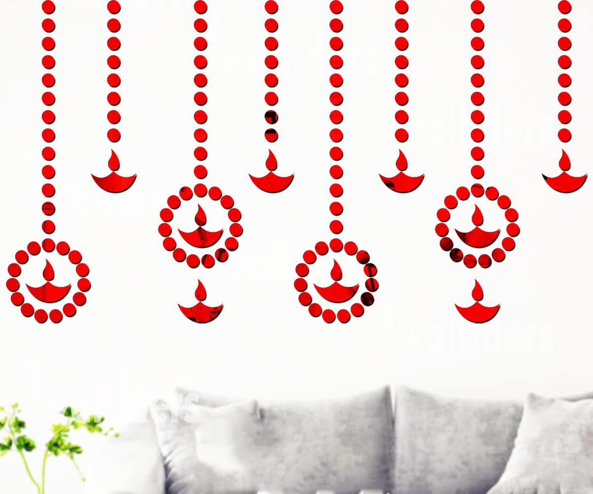 Wall1ders 10 Diya & 200 Dots Mirror Stickers for Wall, Acrylic Mirror Wall Decor Sticker, Wall Mirror Stickers, Acrylic Stickers, Wall Stickers for Hall Room, Bed Room, Kitchen. (Red) (B0BB8LQG31) Amazon Price History, Amazon Price Tracker