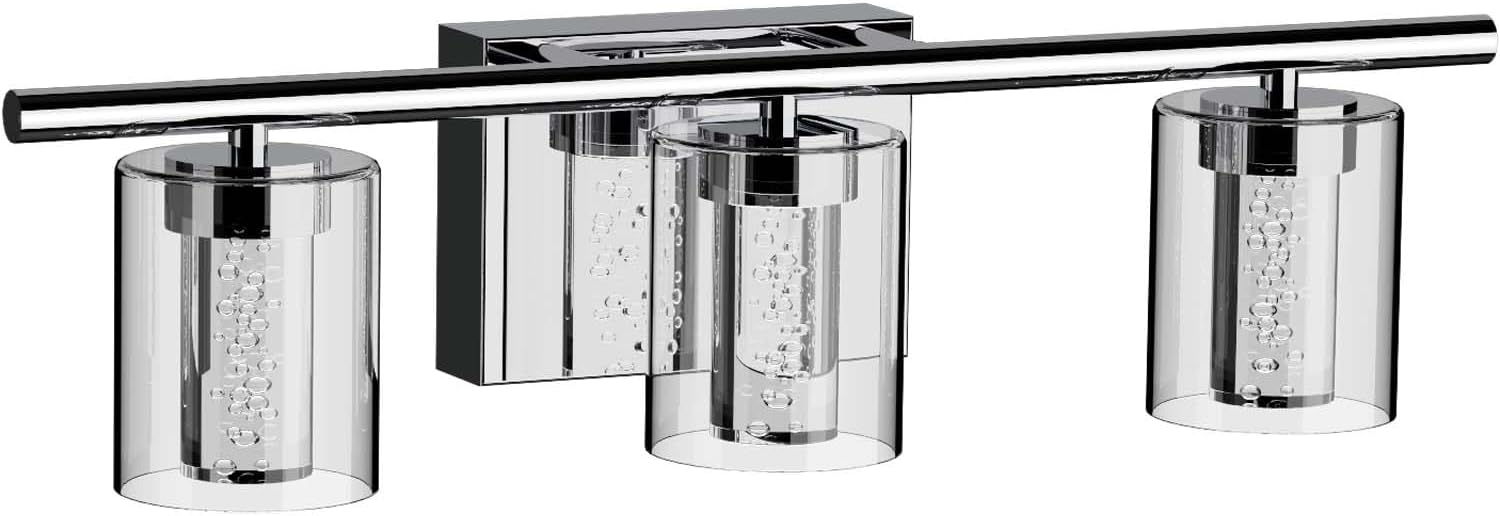 GOSONKT Chrome Bathroom Light Fixtures 3Light Chrome Vanity Light