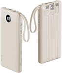 VRURC Banque de puissance du chargeur portable, 10000mAh Pack de batterie pour les essentiels de voyage 5 Produits 2 Entrées Slim Charging Bank Câbles intégrés Cords Câbles compatibles avec iPhone,Samsung, Android-Lavande(1 Boîte)