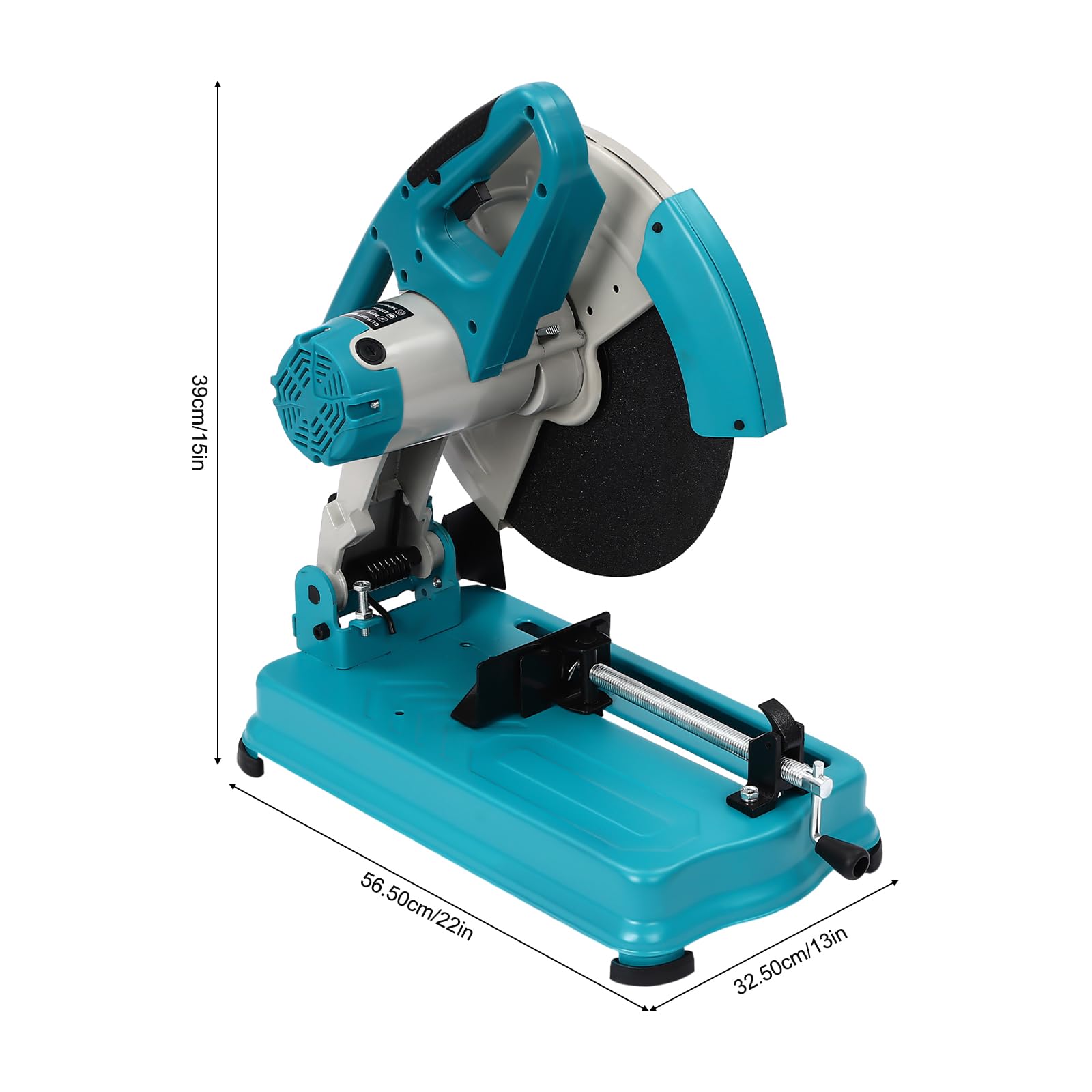 Sega da taglio in metallo, 2800 W, 3800 giri/min, con angolo di taglio (0-45°), per ferro angolare, acciaio, acciaio e profili in alluminio, blu