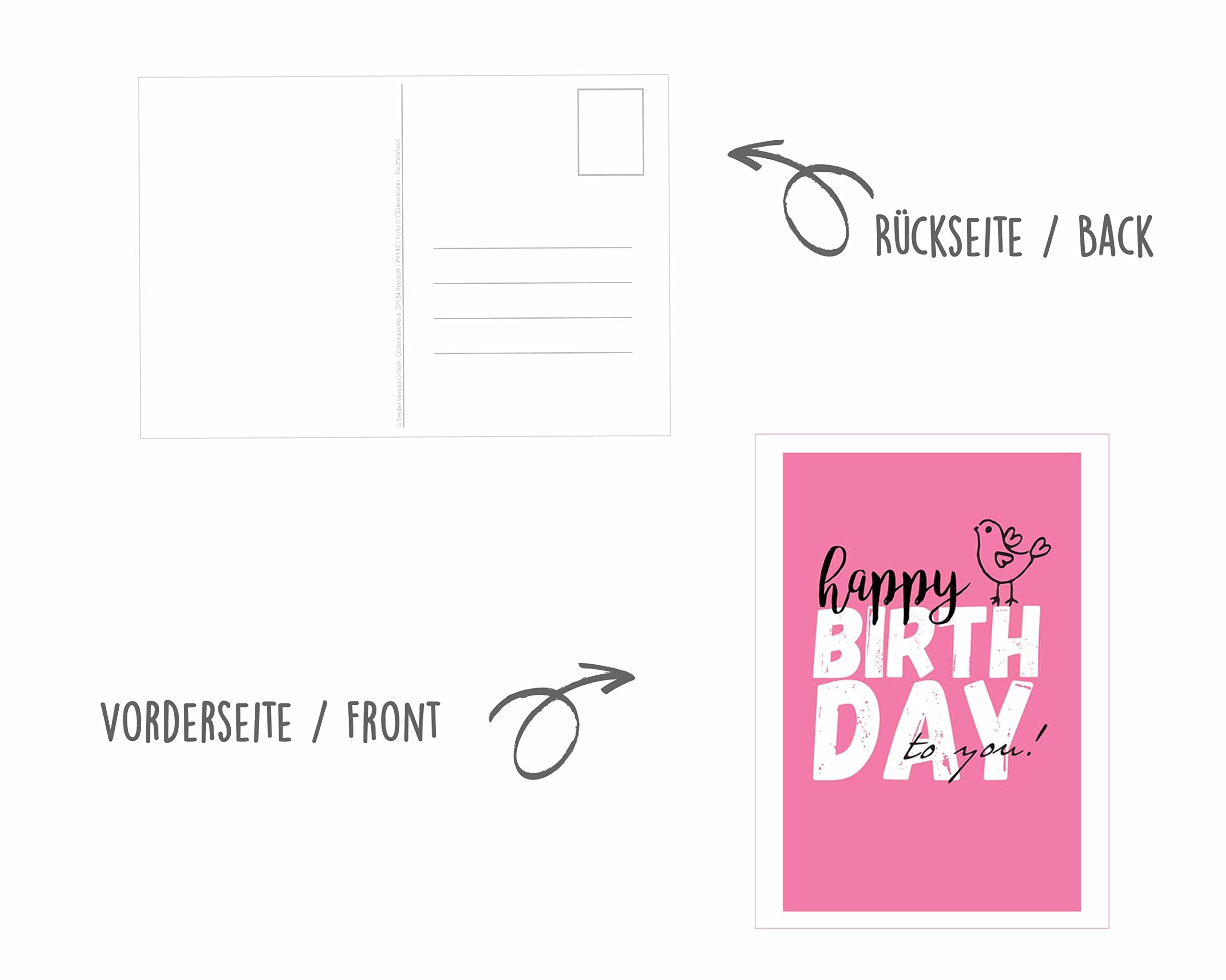 20 Biglietti Di Auguri Di Compleanno – Edition Seidel | Cartoline Eleganti Con Scritte “Happy Birthday” Per Adulti E Bambini