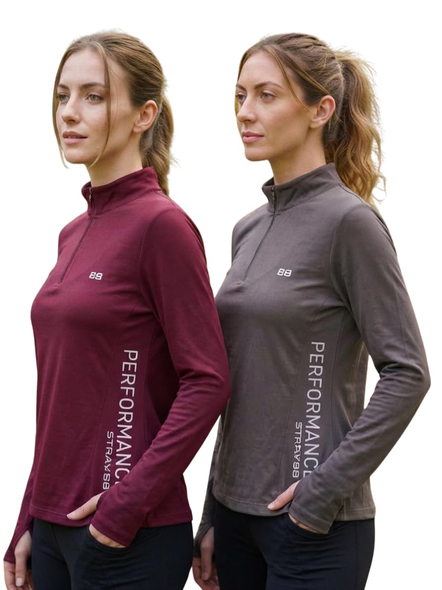 Women's Pack of 2 Half Zipper Sports T-Shirt | Poly Interlock Fabric | Full Sleeve-picture-34
