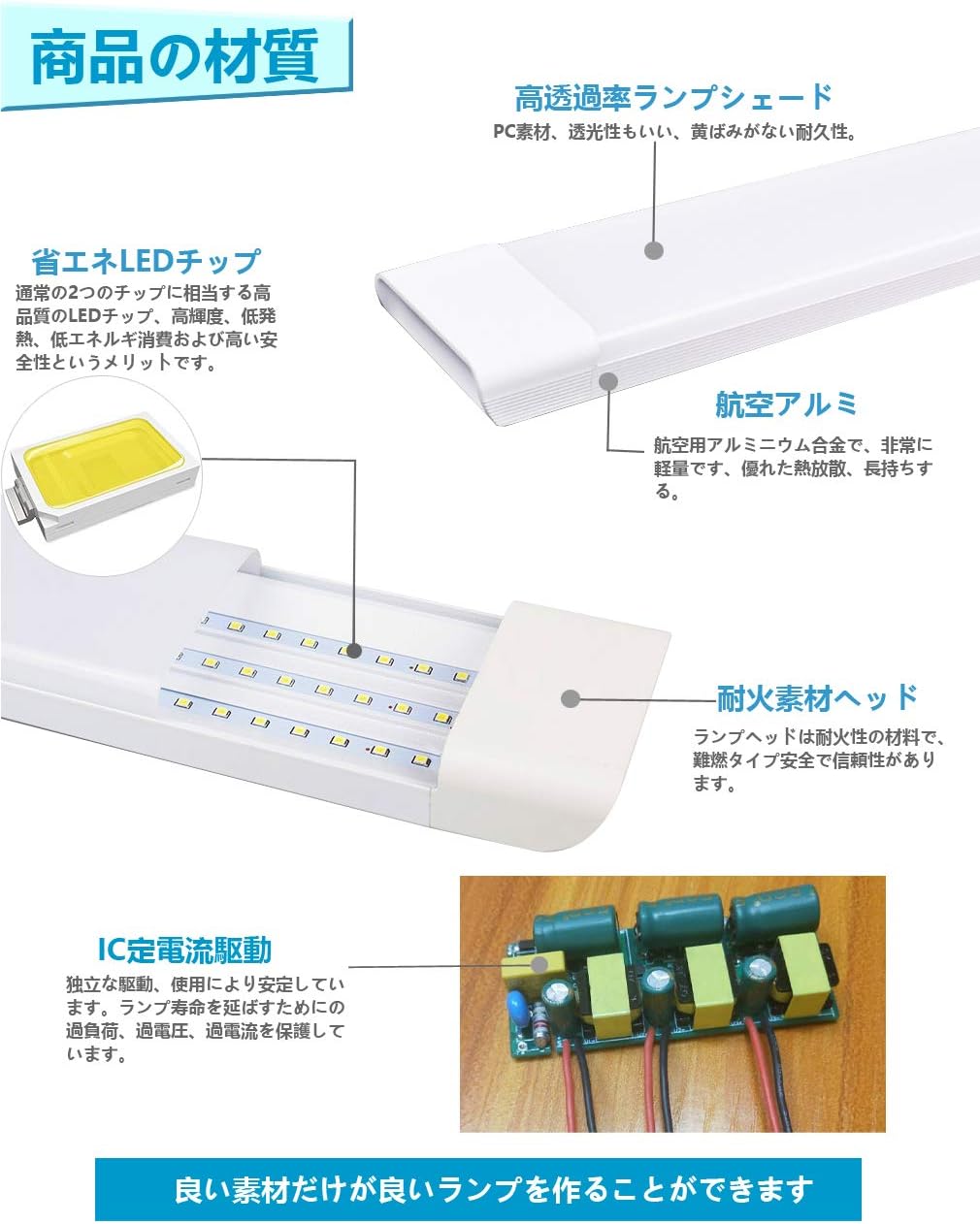 80w形 一体型 直管 消費電力40w 軽量版 Led 80w型 85 265v 6000k 1cm 広角 6畳以上用 3灯相当 Ledライト 1年保証 送料無料 蛍光灯 1灯 Led 360個led素子 高輝度 防塵 6300lm 昼光色 一体型台座付 Led蛍光灯 Ac