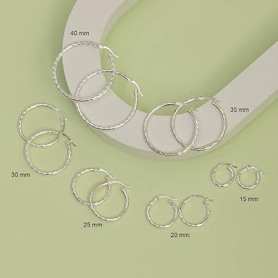 Charmsy 925 Sterling Silver Hoop Earrings | Lightweight Italian 2.5mm Tube Diamond-Cut Round Classic Hoops Earring for Women | Size 15/20/25/30/35/40/50/60/70mm | Small Medium Large