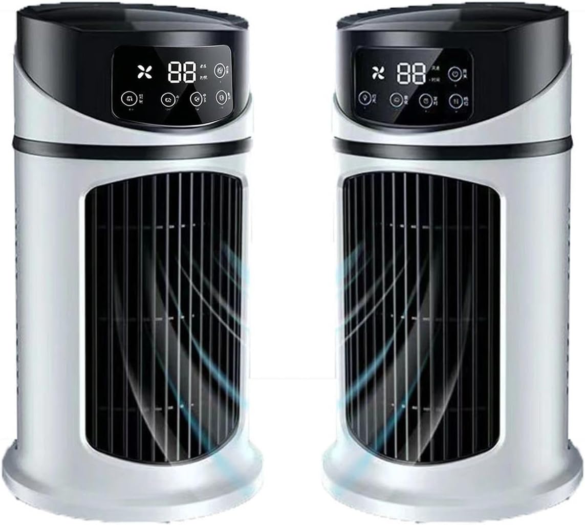 Oscillating Mini Tower Fan LED Display 3-Speed Quiet Bedroom Desktop