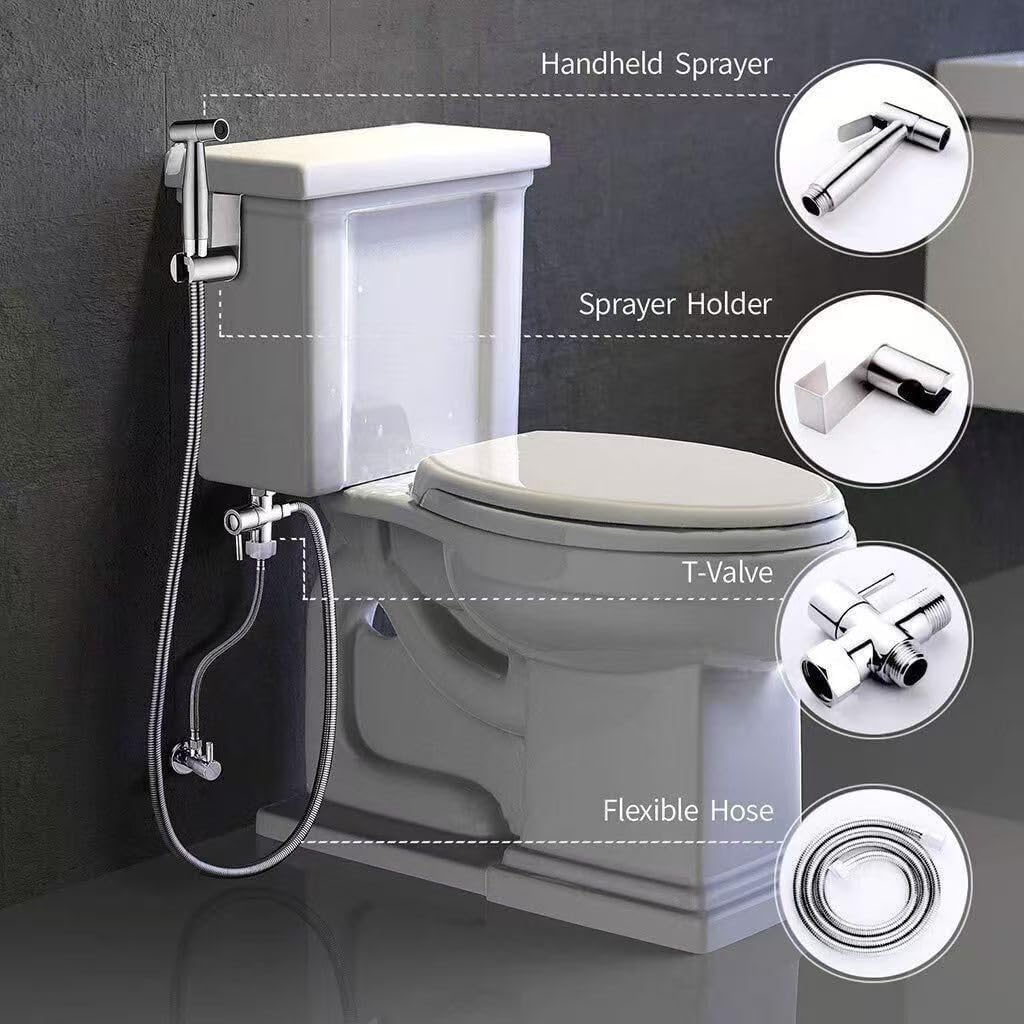 Household Toilet Companion one in Two Out Triangle Valve Bathroom Bidet high Pressure Booster Spray Gun Water Gun