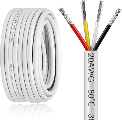 Vista 57 de Cable de calibre 18 de 50 pies, 3 conductores, cable eléctrico de 18 AWG, cable de cobre estañado trenzado sin oxígeno 18/3, cable de bajo voltaje