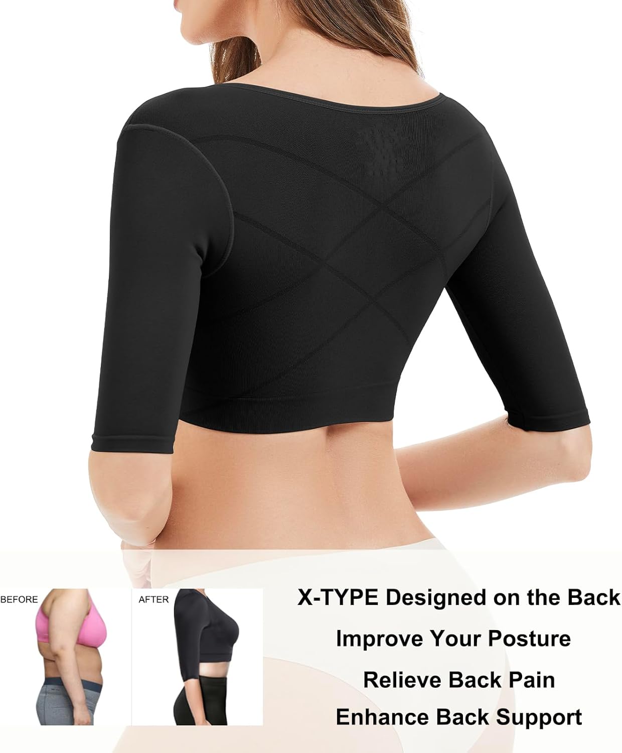 KSKshape Arm Shaper for Women Post Surgery Arm Lipo Compression Sleeves Front Closure Shapewear Bra Posture Corrector - Image 5