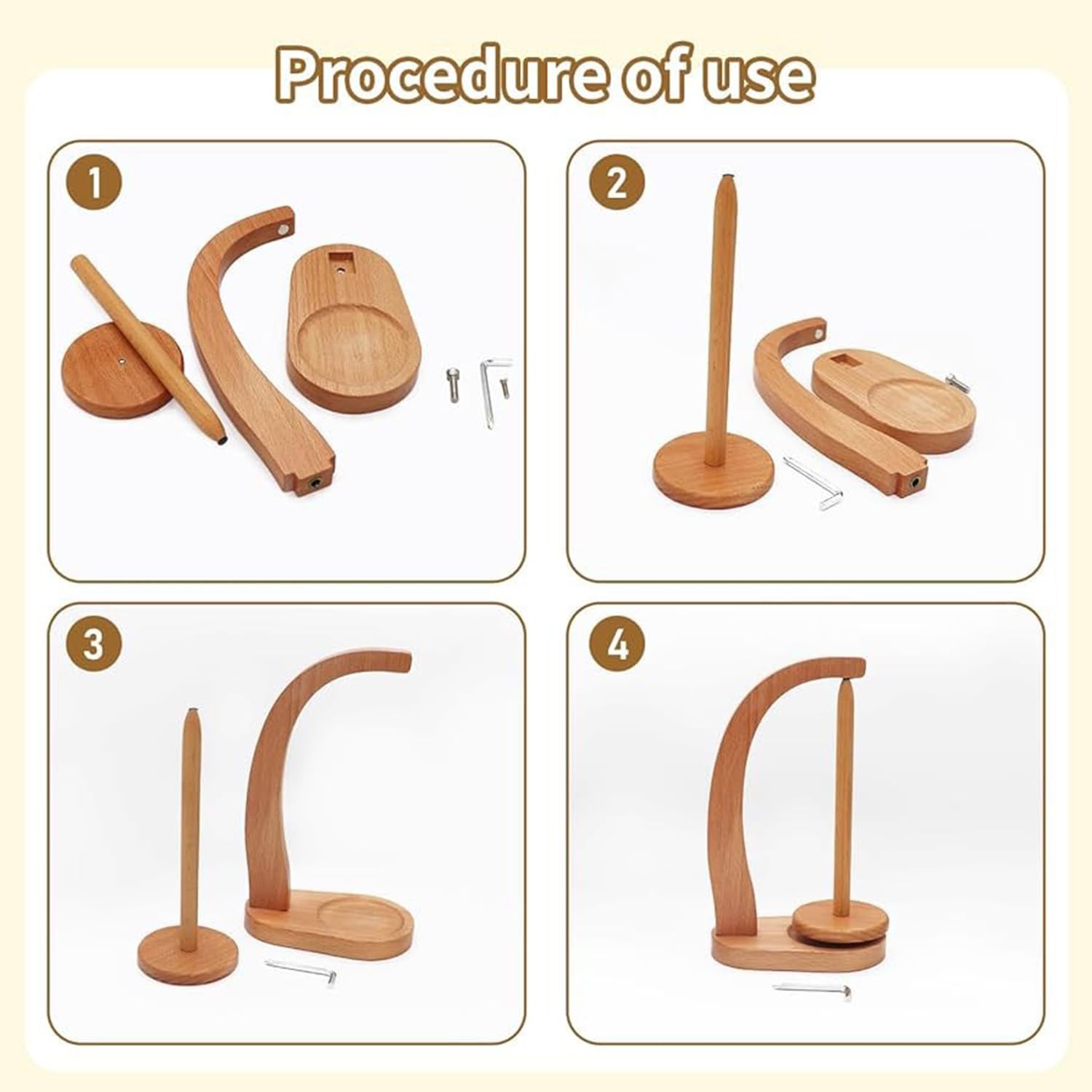 Bobinadora de Lana, bobinadora de Hilo Giratorio, Soporte magnético para Carrete de Hilo, para Accesorios de Tejido, Regalos, bobinadora de Hilo, Soporte para Carrete de Hilo (Madera)