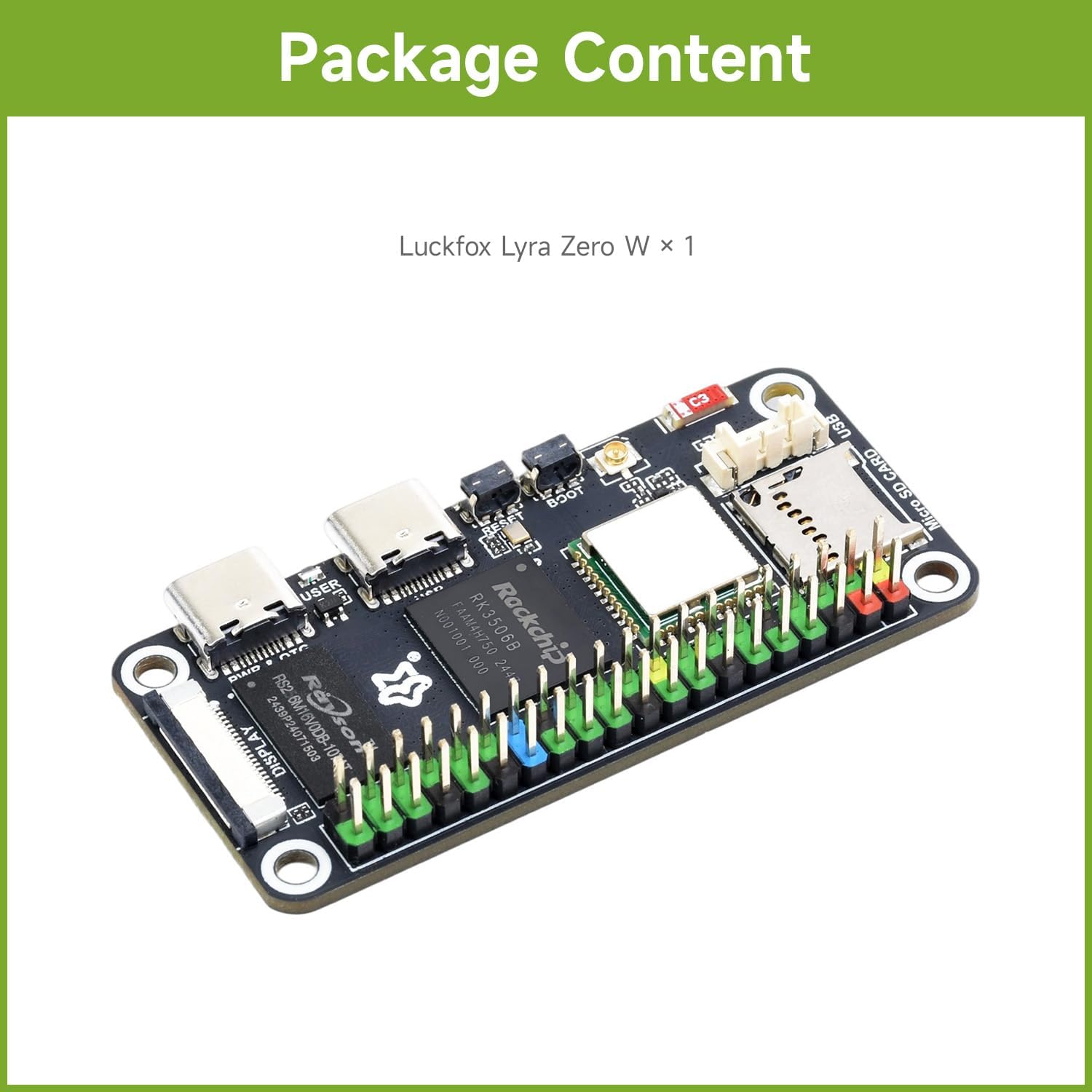 Waveshare Luckfox Lyra Zero W Micro Linux Development Board Based On RK3506B Chip, Integrated with Triple-core Arm Cortex-A7 and Arm Cortex-M0 Processors