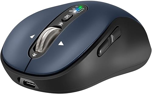 CITLLA Ratón Bluetooth inalámbrico, mouse recargable portátil con cable de carga, receptor USB y dos Bluetooth, desplazamiento de 4 vías para