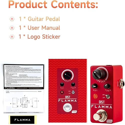 Vista 111 de FLAMMA Pedal de compresor FC21 Pedal de efectos de guitarra eléctrica Efecto de compresión óptica clásica True Bypass