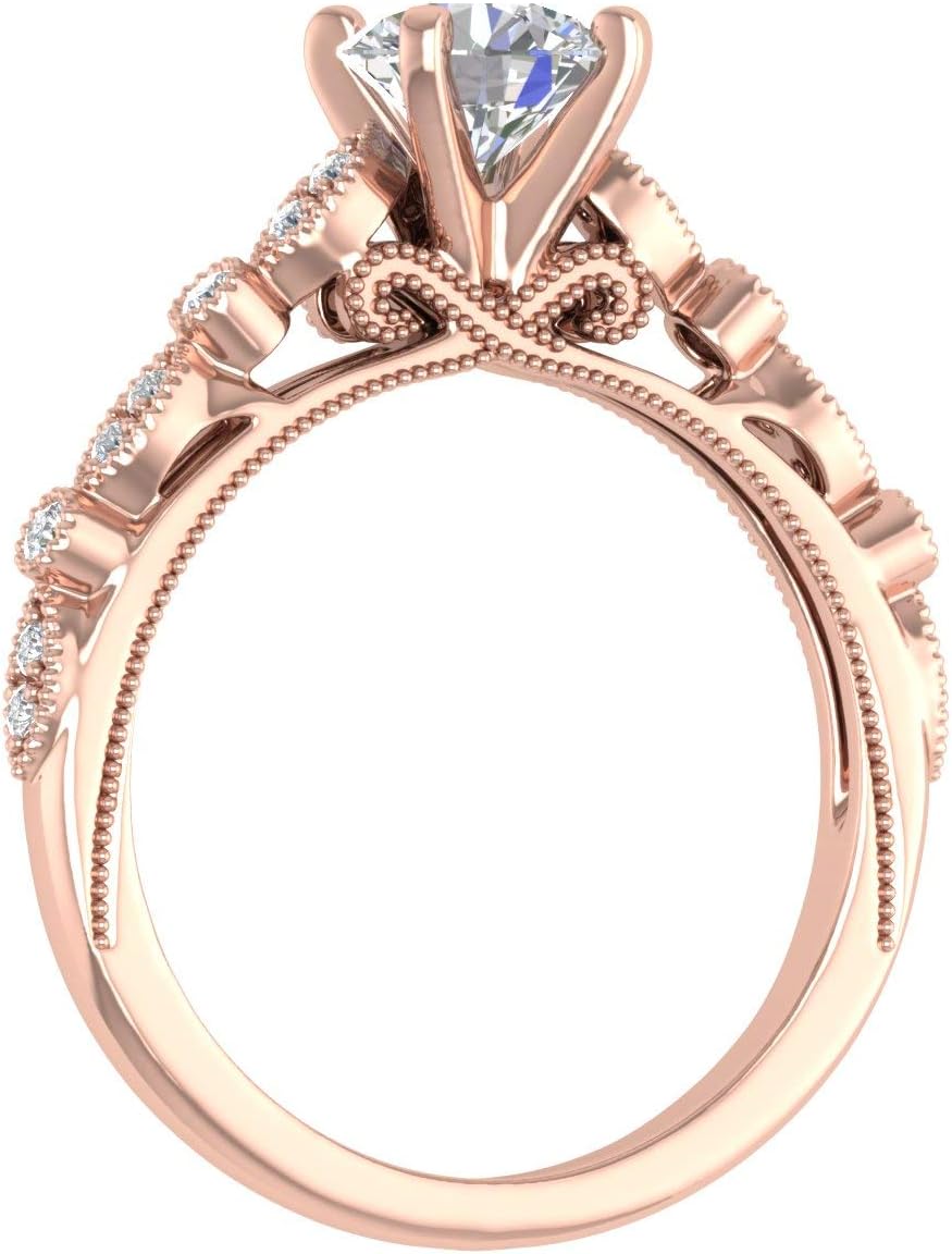 1 Carat Diamond Engagement Ring in 14K Solid Gold
