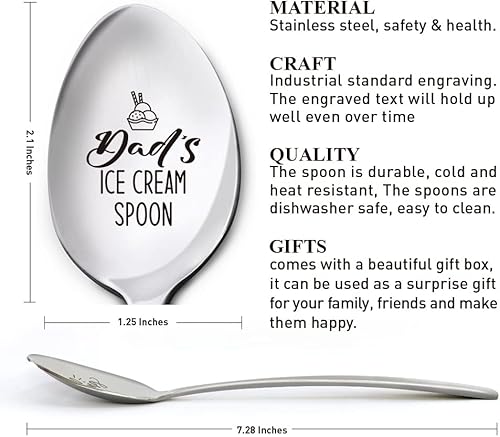 Miniatura 2 de Cuchara de helado para papá, regalos para el día del padre, cumpleaños, Acción de Gracias, regalos de Navidad para el mejor papá de la historia