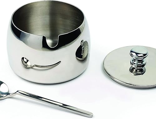 Miniatura 2 de RSVP Recipiente internacional de acero inoxidable con tapa y cuchara de 4.5 pulgadas, capacidad de 8 onzas